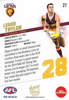 2017 Select Certified #27 Lewis Taylor Back